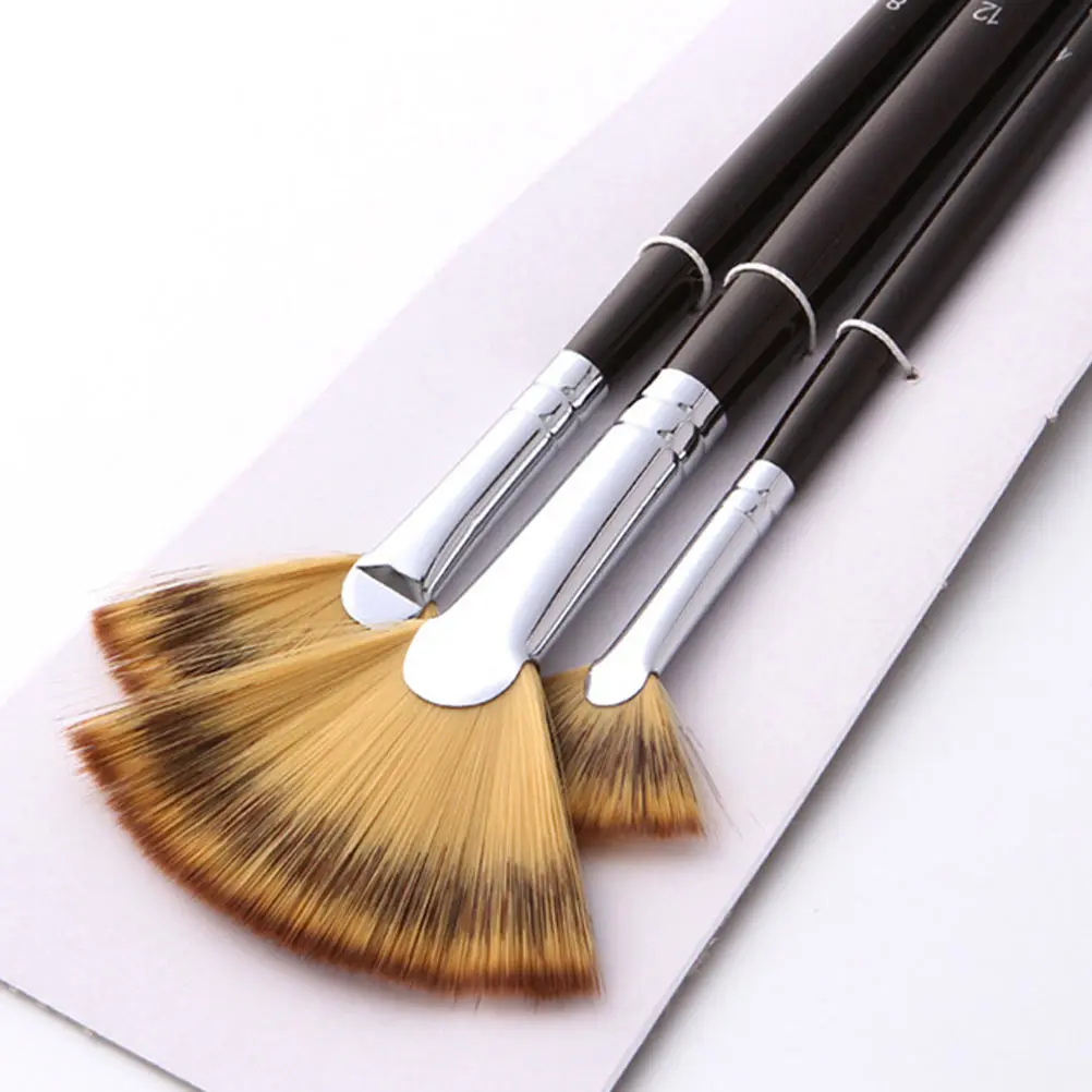 

3 Pcs Fan-shaped Painting Brushes Lightweight Portable for Travel Outdoor Sketch Watercolor Tools Oil Pens Gifts