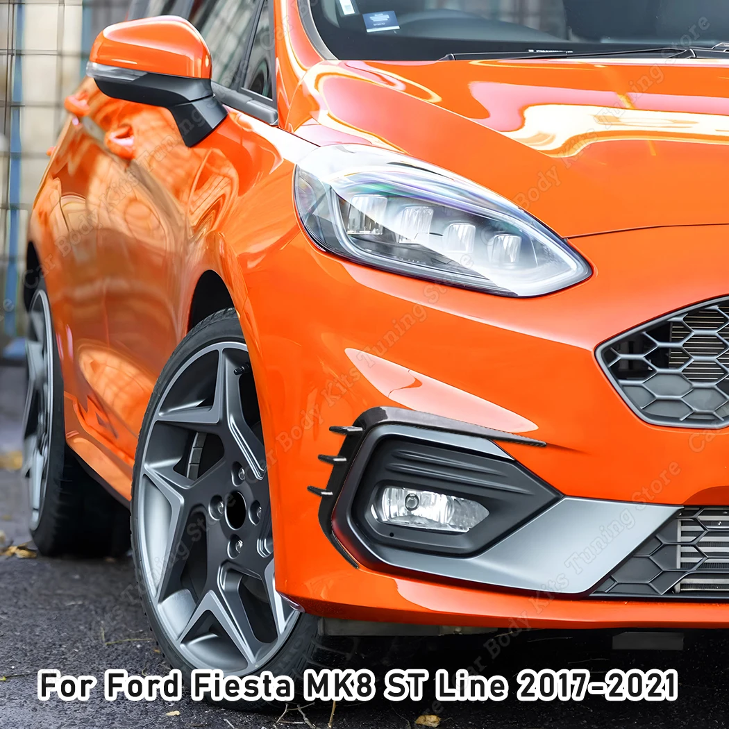 

2pcs Front Bumper Fog Light Splitter Trim For Ford Fiesta MK8 ST ST Line 2017-2021 Glossy Black Wind Knife Spoiler Cover Tuning