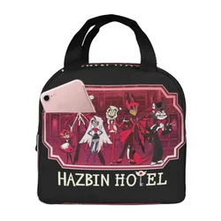 Hazbin Hotels Adventures Lunch Bags Accessories Portable Insulated Canvas Cooler Bags Vintage Logo Thermal Food Picnic Tote