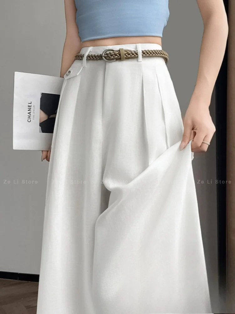 2026 Summer New Arrival Linen Loose Pantsstraight-leg Ice Silk Yamamoto Pants High Waist Thin Mop Pants for Women