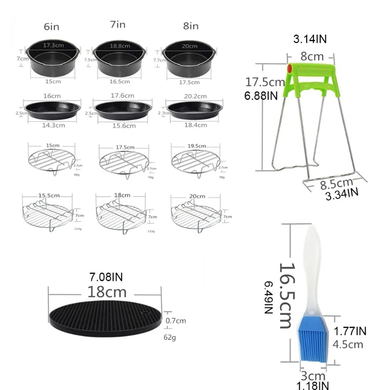 Melhor conjunto acessórios para fritadeira com pizza pan bolo cesta bolo dropshipping