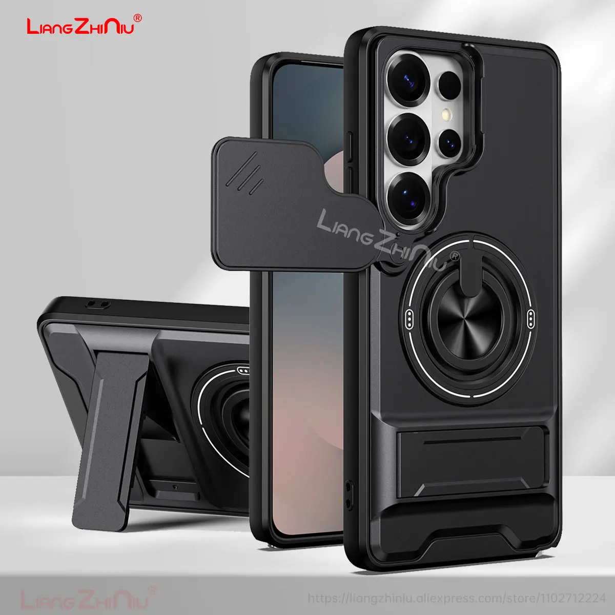 

Для Samsung Galaxy S26 Ultra S25 Plus A37 A34 A26 A17 A16 A15 A13 Чехол для телефона с магнитной подставкой и объективом камеры, слайдер, броня, жесткий чехол