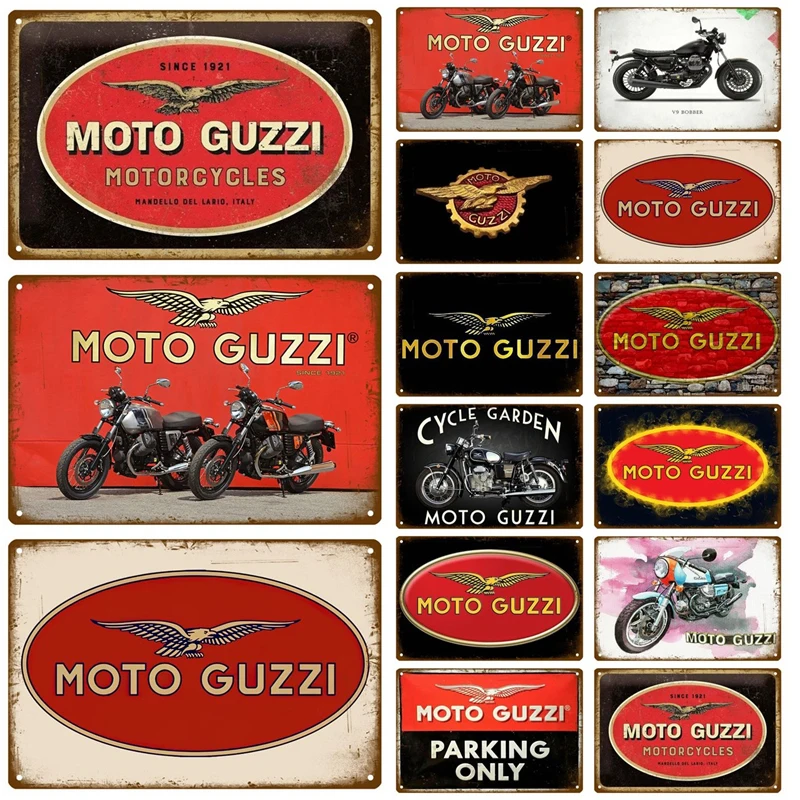 Moto Guzzi Metal Sign Plaque Metal Poster Tin Sign Plate Wall Posters Vintage Retro Aesthetic Room Decor Wall Art Decoration