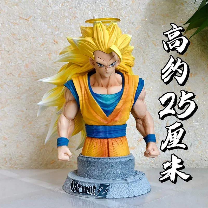 25cm Anime Dragon Ball Figures Gk Angel Ssj3 Son Goku Bust Action Figures Pvc Toys Birthday Gifts Decoration Model Collection