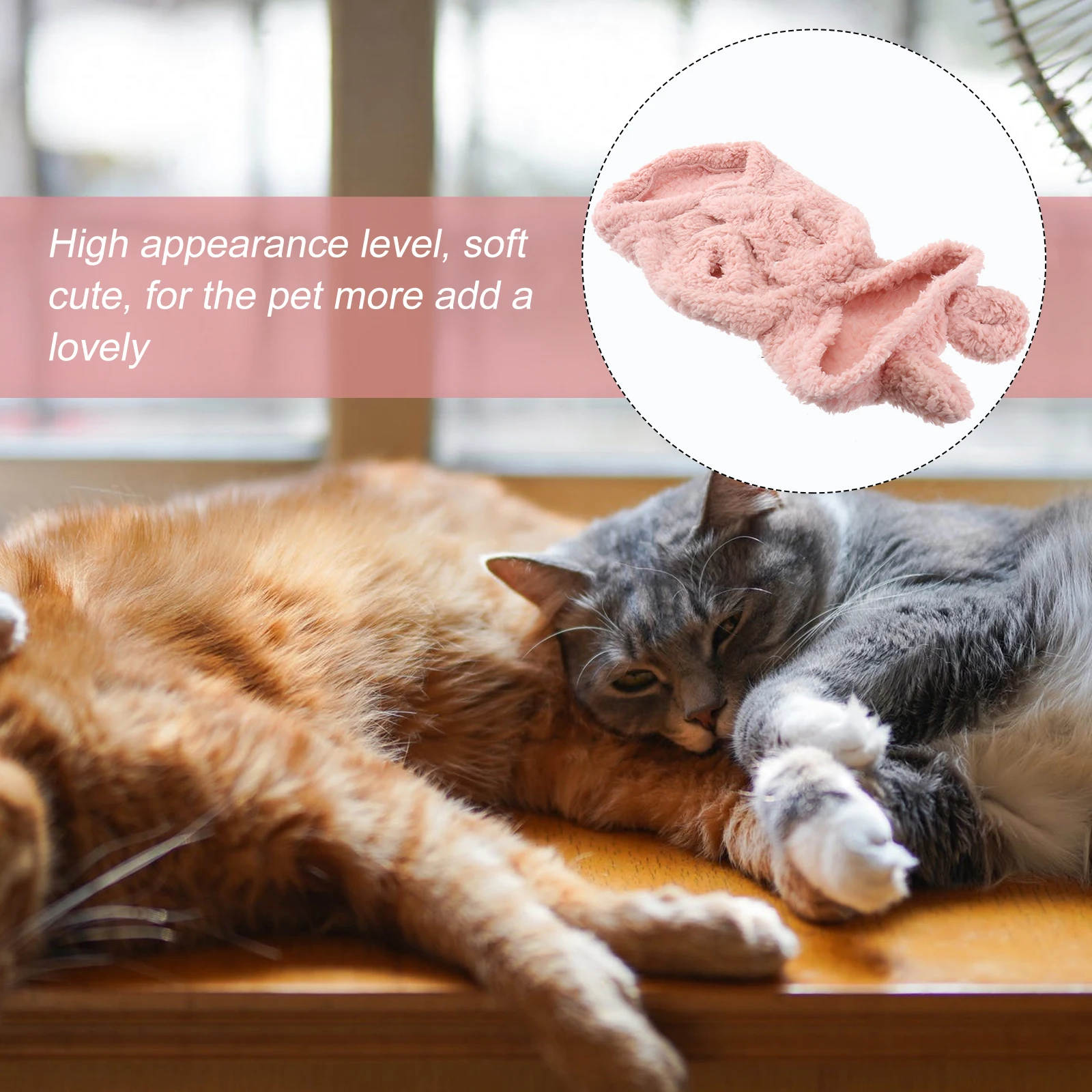 

Pet Dog Clothes Winter Bear Ears Hooded Coat Thick Fleece Warm Puppy Buckle Closure No Sleeve Free Movement Outdoor