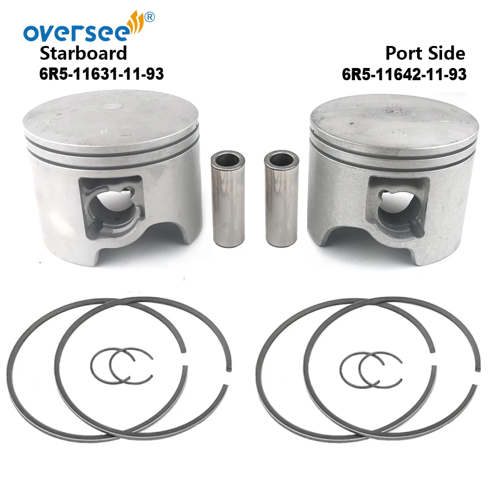 

6R5-11631-11-93 + 6R5-11642-11-93 Piston Kit STD For Yamaha 2-Stroke 115HP 130HP Outboard Engine (90mm)