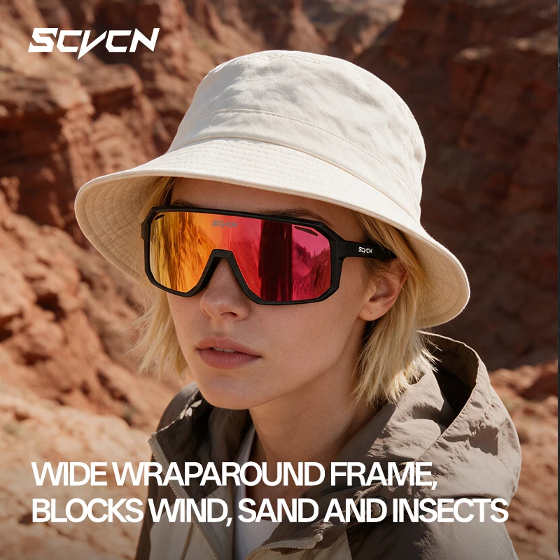 SCVCN Hot Cycling Sunglasses Pickball Sports Glasses Y2K Hiking Eyewear UV400 Mtb Fishing Driving Goggle Oversized for Men Women