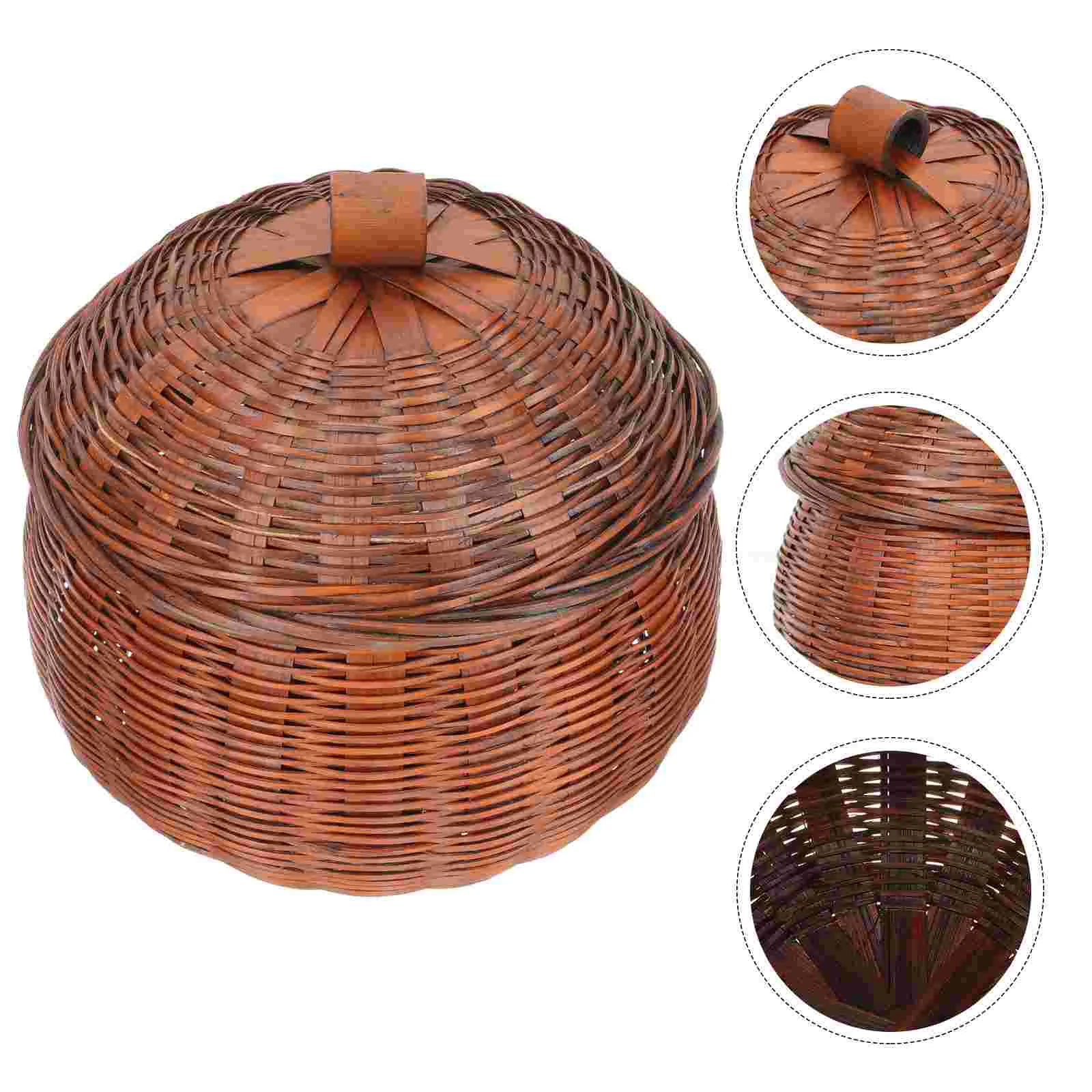 

Retro Pumpkin Basket Eggs Office Trash Can Delicate Convenient Fruit Wicker Tray Household Holder Storage Supply