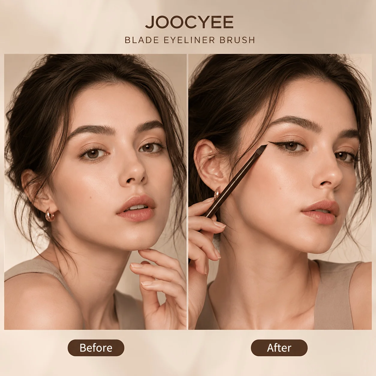 JOOCYEE PRECISION LINER BRUSH Angled Blade Eyeliner Makeup Brush Soft Dense Bristles Slim Easy‑Grip Handle for Sharp Eye Line