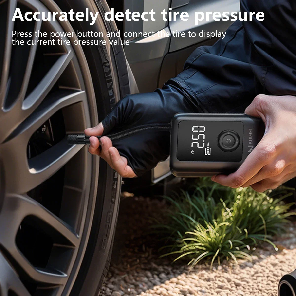 7.4V Portable Air Compressor for Car Tires Wireless Automatic Fast Inflation for Cars Bikes Motorcycles Black