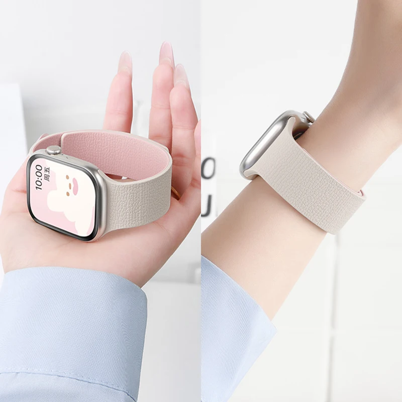 Silikon-Magnetarmband für Apple Watch Ultra 2-3 49mm 45/42/46/40/41mm Armband Serie 11 10 9 8 7 6 5 Band mit Lychee-Muster