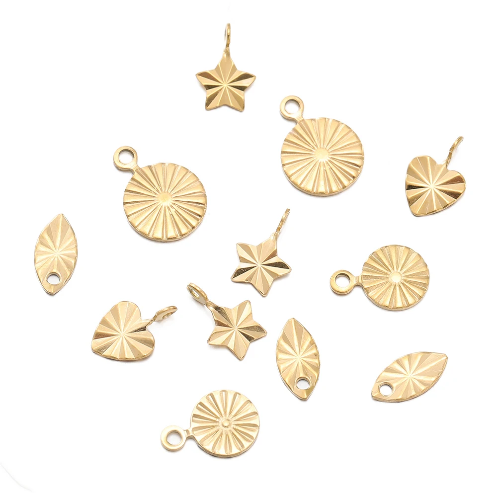 20/50pcs Gold Color Stainless Steel Heart Pendants Round Necklace Charms Pendant for DIY Bracelet Jewelry Making Accessories image 5