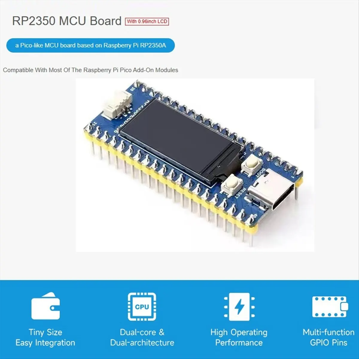

(A26M) RP2350-LCD-0.96 Development Board with 0.96inch LCD Display 160x80 Resolution Based on RP2350A Microcontroller,Soldered