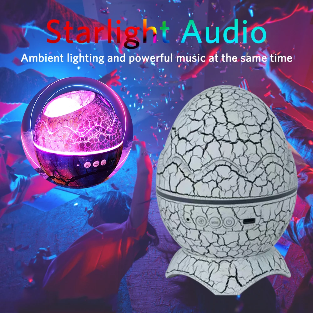 LED Dragon Egg Lamp Dinosaur Egg Shell Galaxy Starry Projector Bluetooth-compatible Remote Control Nebula Night Light Room Decor