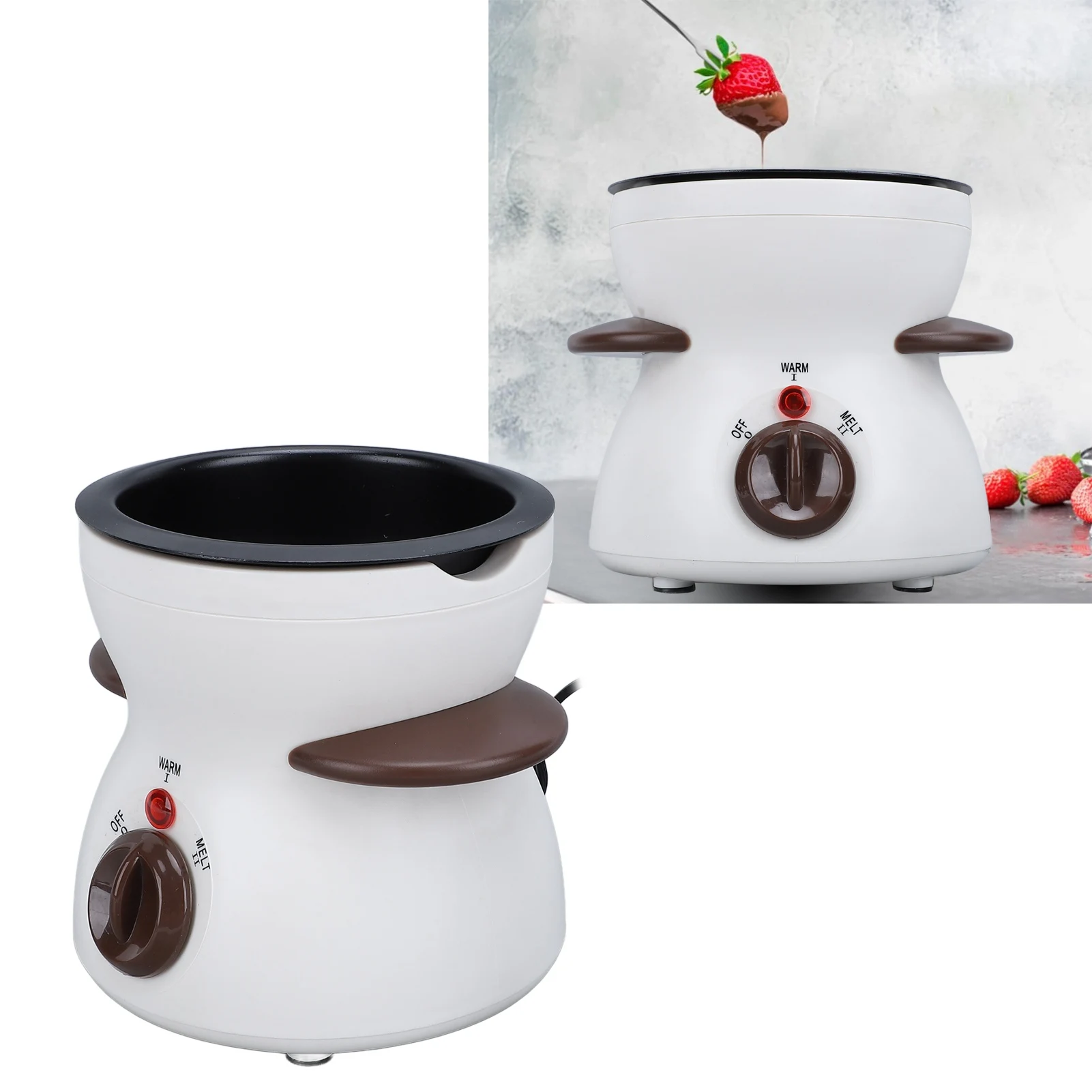 

Набор для шоколадного фондю с антипригарным покрытием, емкостью 200 мл, белый, 2 нагрева, мини-электрический набор для фондю с вилками для макания для дома