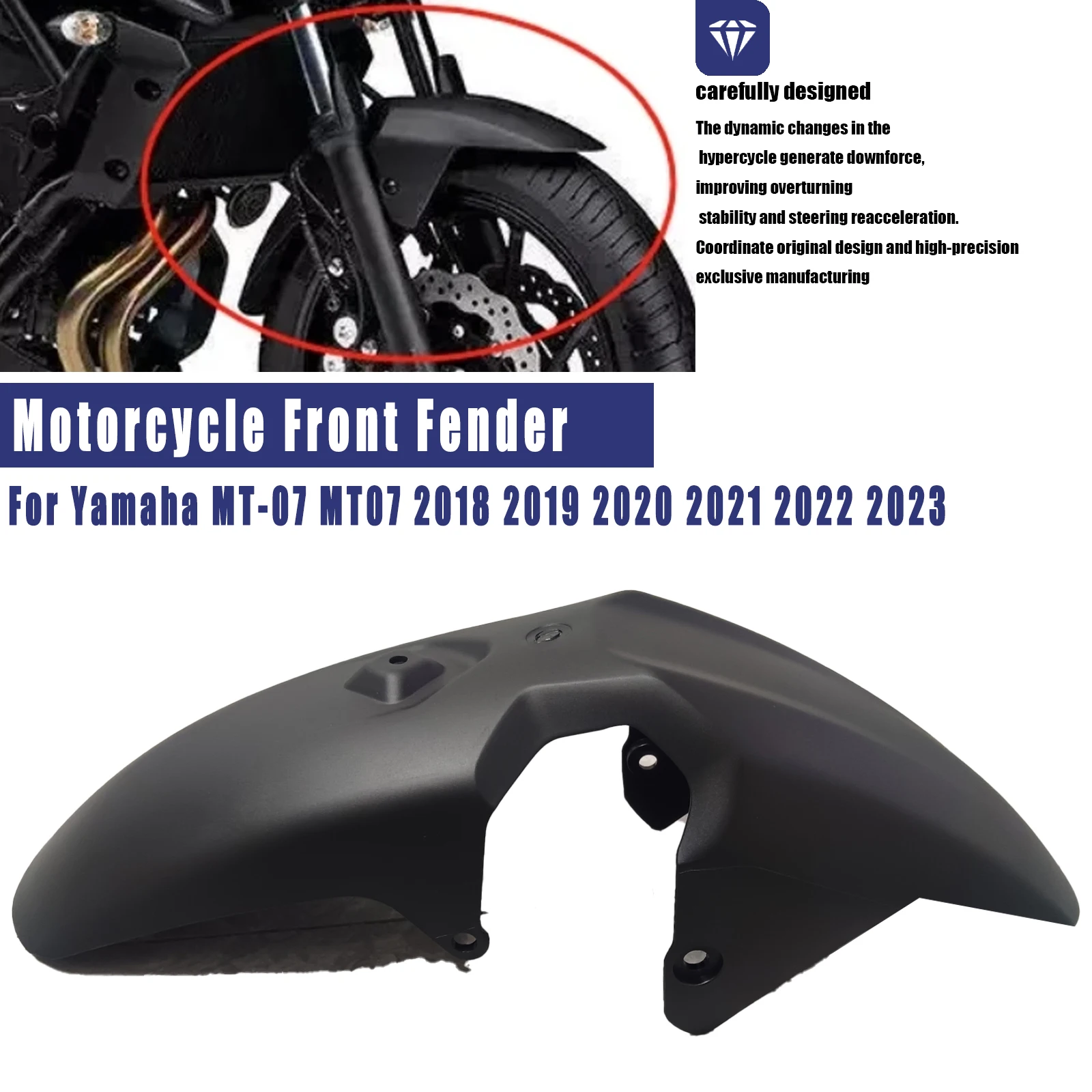 Motorcycle Front Fender Guard Hugger Fairing ABS Carbon Fiber Color For Yamaha MT-07 MT07 2018 2019 2020 2021 2022 2023