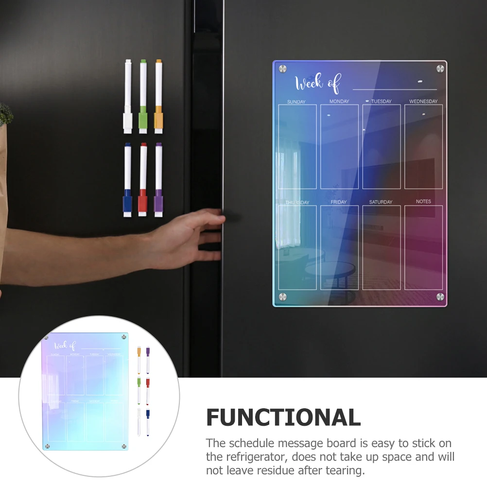 Weekly Planner Fridge Notepad Pen Set Magnetic Clear Refrigerator Board Adult Schedule Office