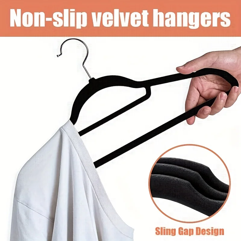 Flocking Hanger, Non Slip Support, Hanging Type, Unmarked Hanger, Non Slip Plastic Hanger, Seamless Wardrobe Hanger