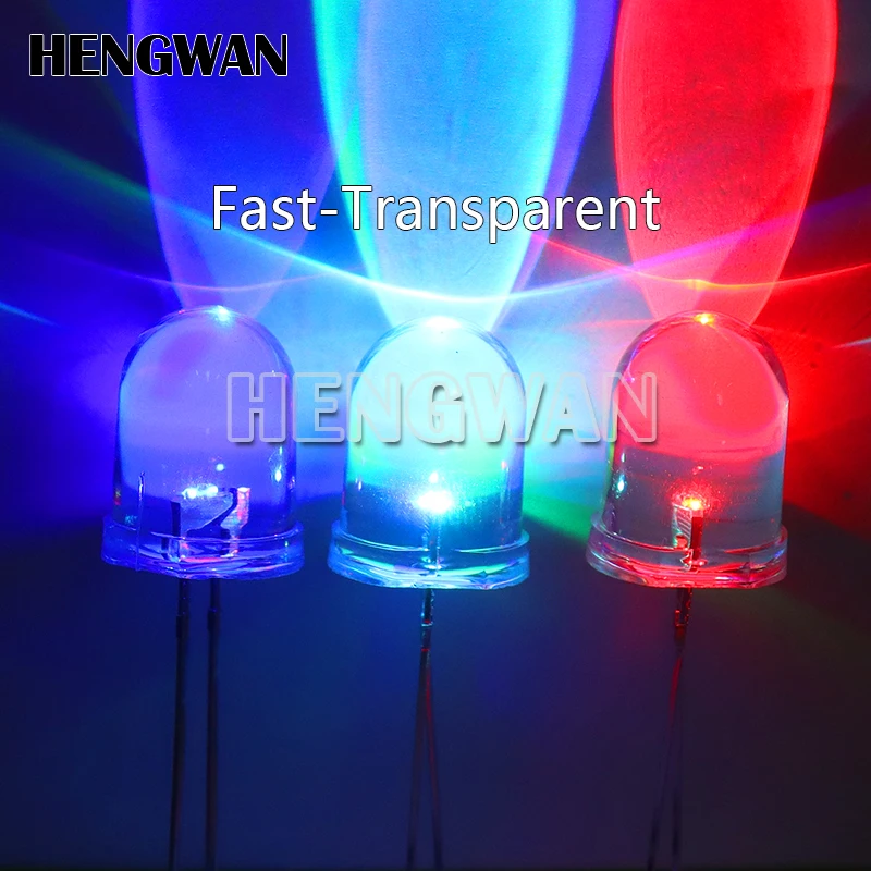 10pcs F10 10mm Fast / Slow RGB Flashing Red Green Blue Rainbow Multi Color Light Emitting Diode Round LED Full Color DIY Kit