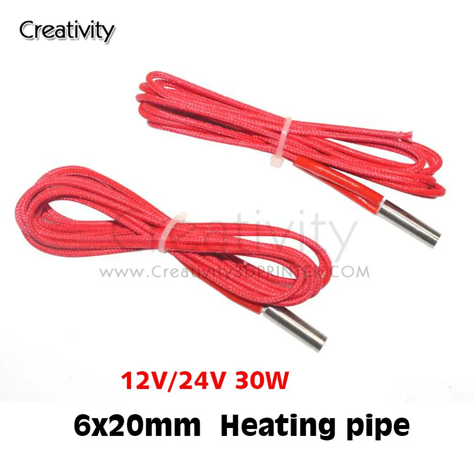 5Pcs 1M Verwarming Buis 6X20Mm Keramische Cartridge 12V30W 24V40W Heater Extrusie 3D Printer Deel Voor extruder