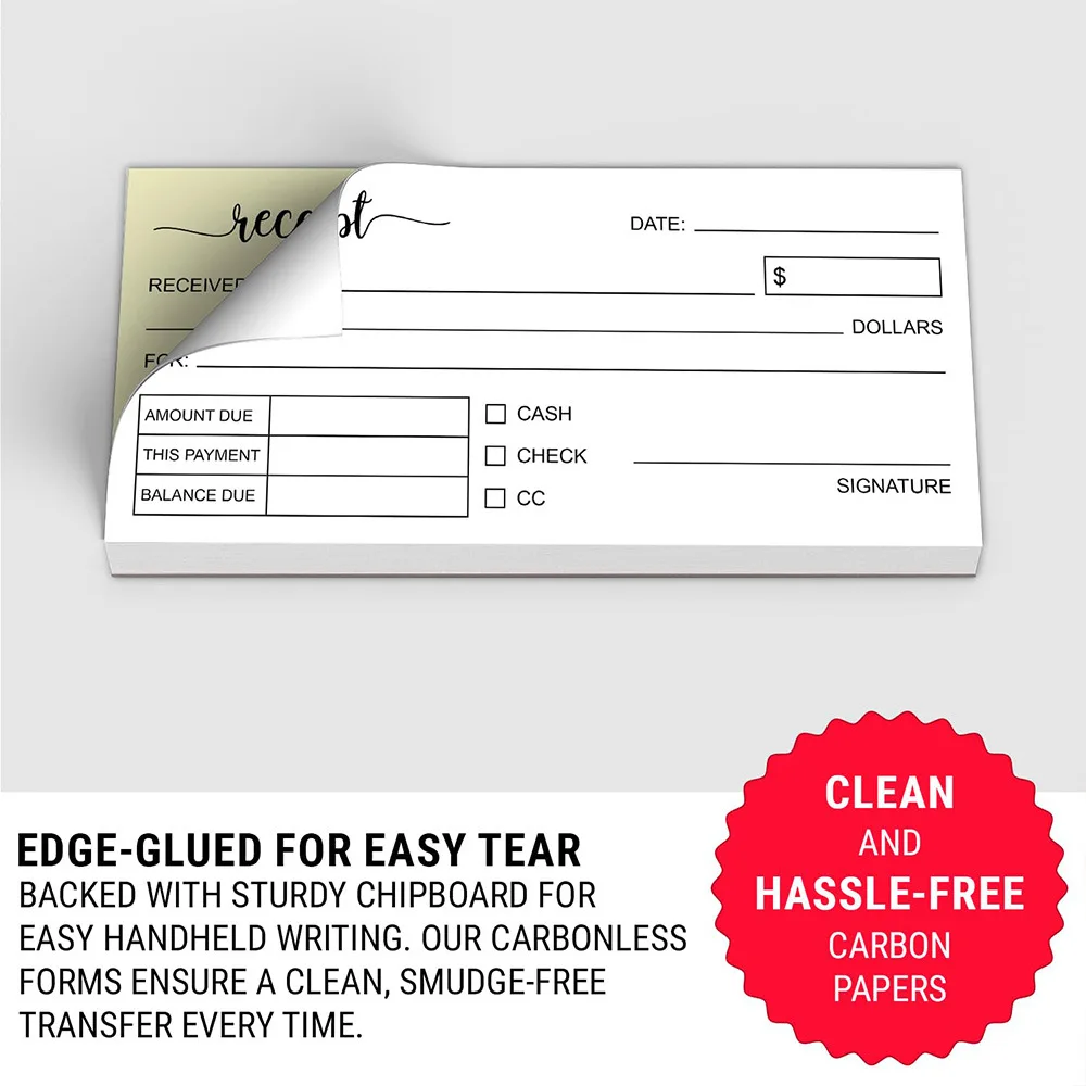100 ورقة كتاب إيصالات الأعمال الممتازة المصنوعة يدويًا لأشكال إيصالات الأعمال الصغيرة مع قائمة مرجعية لمبلغ التاريخ #4
