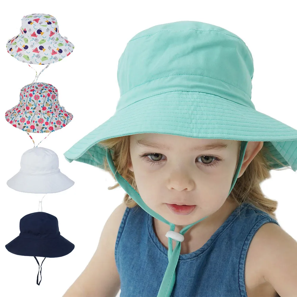 

Summer Baby Sun Hat Boys Cap Children Outdoor Travel Unisex Beach Girls Bucket Hats Cute Adjustable Infant UV Protection Caps