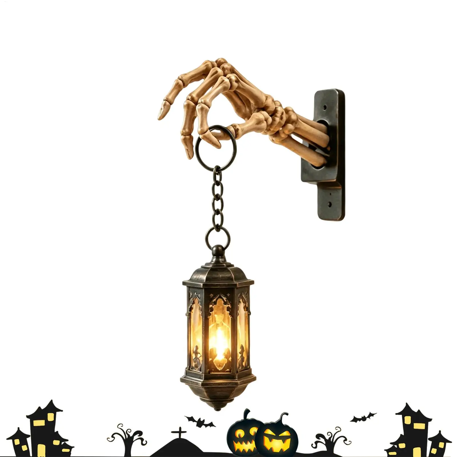 Bookshelf Street Lamp Vintage Skeleton Hand Resin Decor Lamp Library Lantern Decor For Study Home Desktop School Living Room