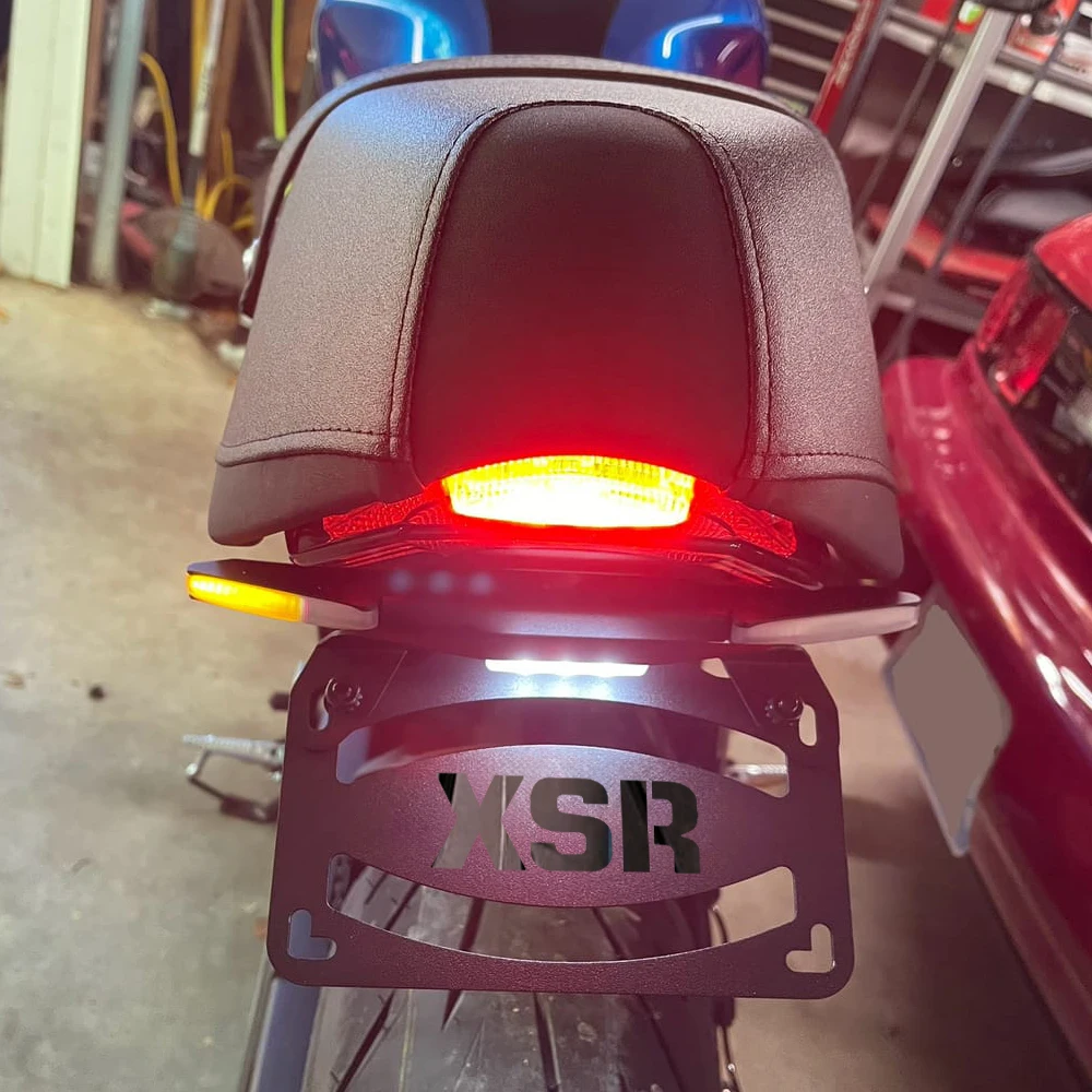 NEW For Yamaha XSR900 2022- 2026 Motorcycle Integrated LED Turn Signal License Plate Holder Rear Tail Tidy Fender Eliminator
