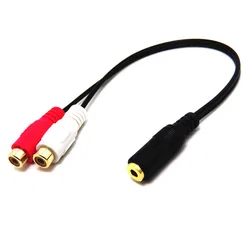 Kable Audio wtyczka Jack 3.5mm Fmale do 2 RCA żeński Adapter Stereo RCA kabel do HDTV PC odtwarzacz MP3 uniwersalny