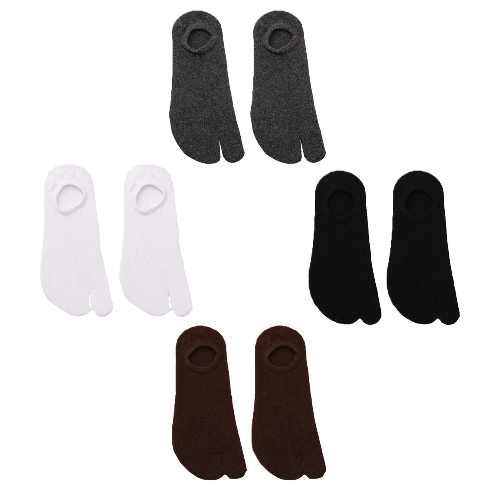

4Pairs Creative Two-Toe Socks Men Cotton Split Toe Absorbent Soft Summer Leisure Gift Mixed Two-Toe Socks