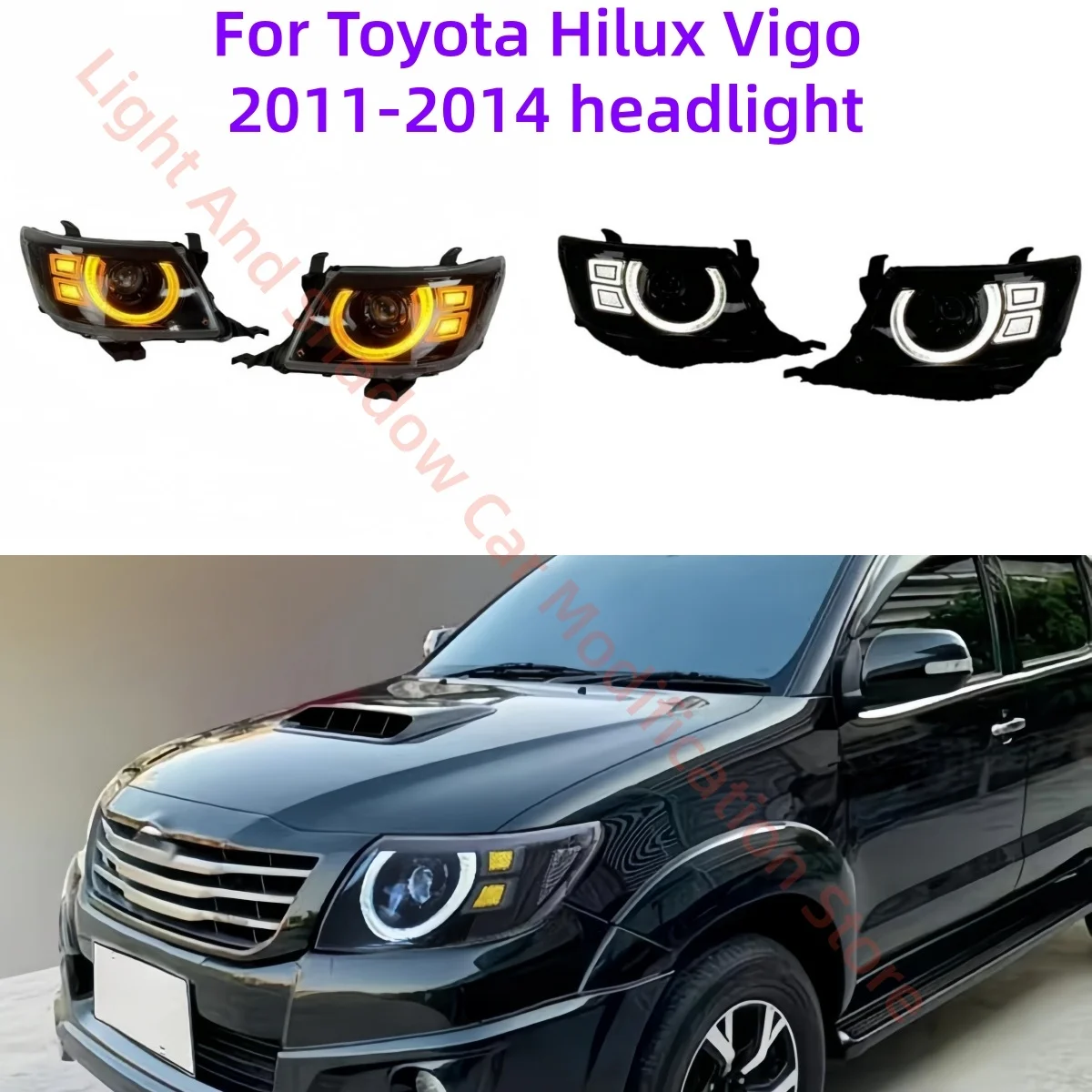 

Для Toyota Hilux Vigo 2011-2014 фара в сборе модификация светодиодные дневные ходовые огни плавный свет указатель поворота автозапчасти