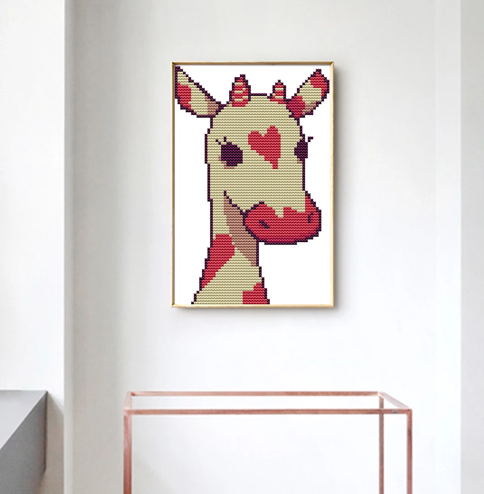 Love giraffe cross-stitch living room bedroom hanging picture, 11CT/14CT hand-embroidered