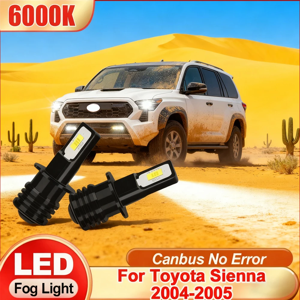 

Car H3 LED Front Fog Lamps 6000K White 200W High Power Canbus Fog Lights 25000LM Plug And Play For Toyota Sienna 2004-2005