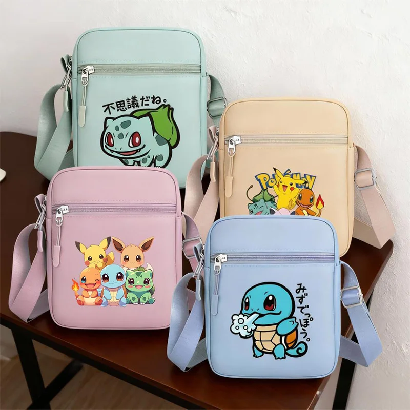 Image of Cartoon-Pokemons-Umhängetasche für Schule, Herren, Damen, Outdoor, quadratische Aufbewahrungstaschen, leichte Umhängetaschen, Messenger-Taschen
