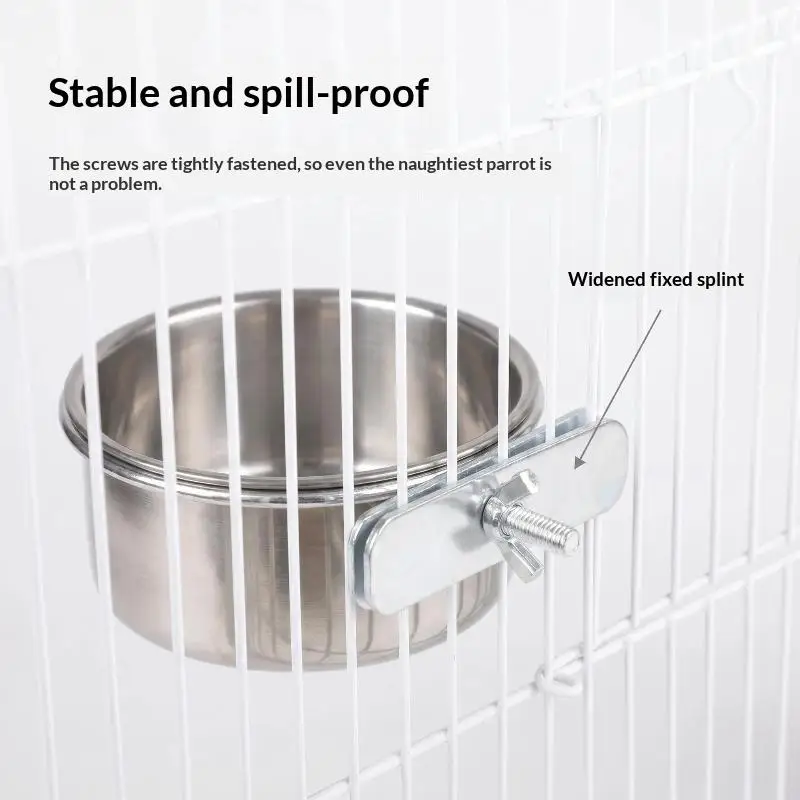 Hanging Cage Bowl For Pet Birds Anti-turnover Stainless Steel Feeding Food Drinking Feeder Dish Clamp-on Water Drinker Cage Cup