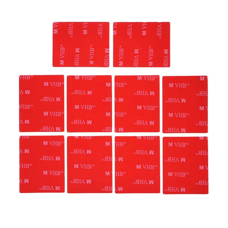 10PCS Transparent Tape Rubber Foam Double-Sided Adhesive Strong Paste Red Transparent Bottom Office Stationery 40*50mm