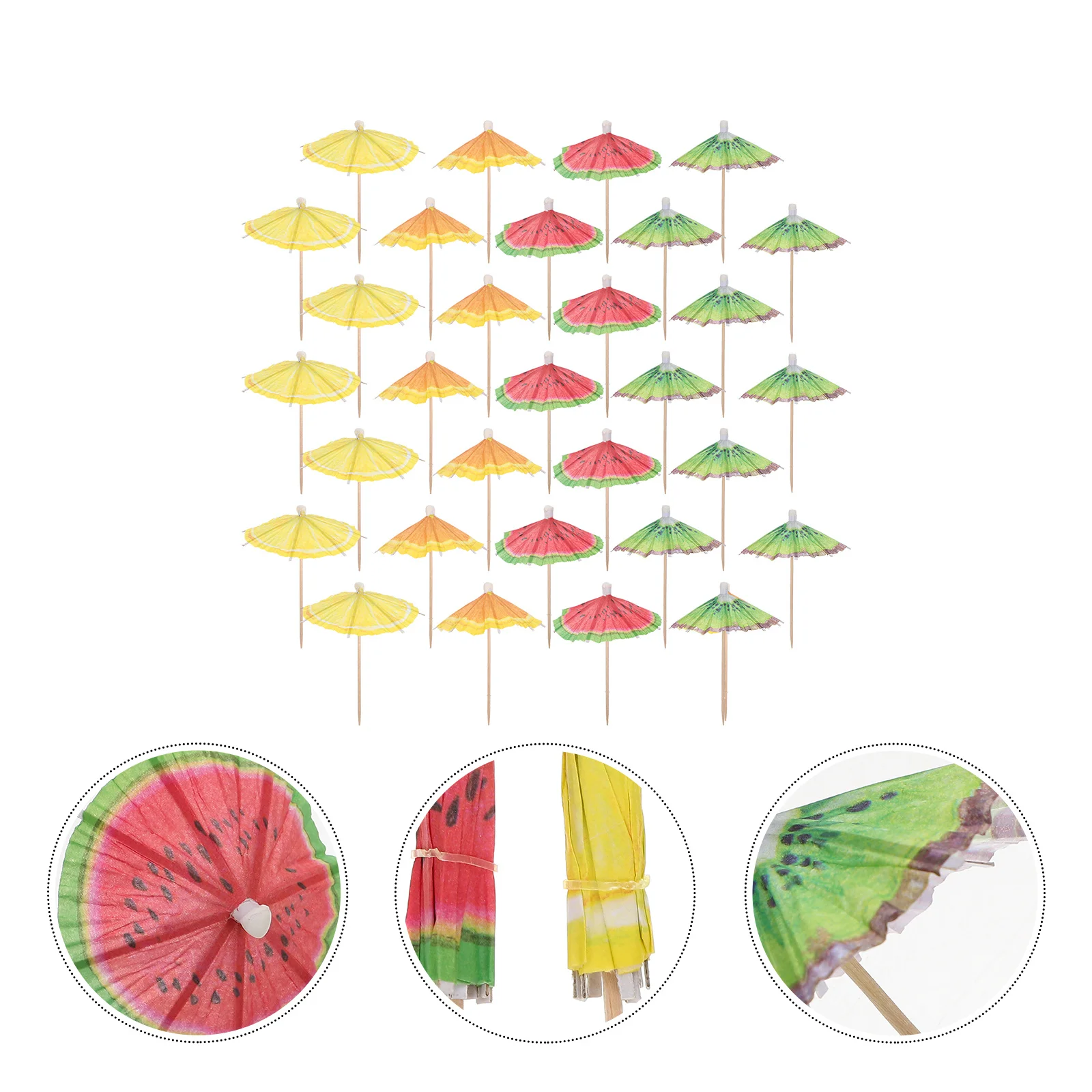 

40Pcs Wooden Fruit Picks Parasol Cocktail Drink Sticks Practical Home Bar Party Supplies Tropical Decoration Gifts