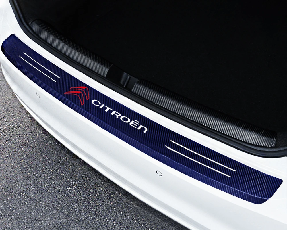 1Pcs Car Carbon Fiber Trunk Rear Bumper Edge Protection Sticker For Citroen C3 C5 Aircross CELYSEE Picasso Berlingo Valve Core view 6