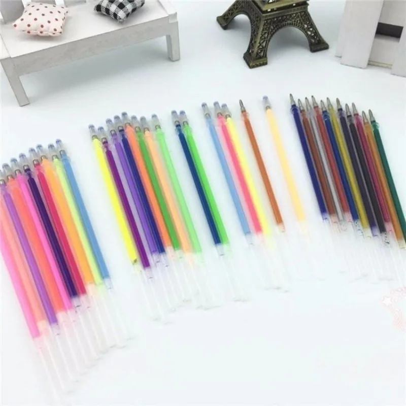 100/48/36/24/12/6 Colors Drawing Painting Sketching 0.6-1.0mm Gel Pen Ink Refills Glitter Color Pen for School Office Supply