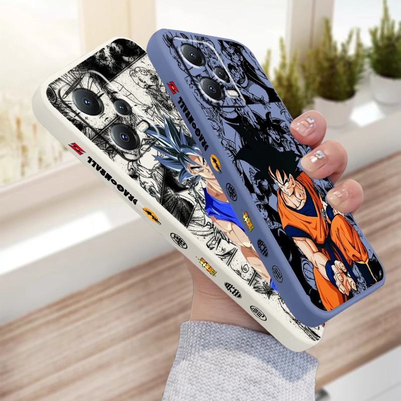 Art D-Dragon Ball Vegeta Goku Liquid Left Rope For Xiaomi Redmi Note 13 12 12S 12R 11 11T 11S 10 10S Pro Plus 5G Cover