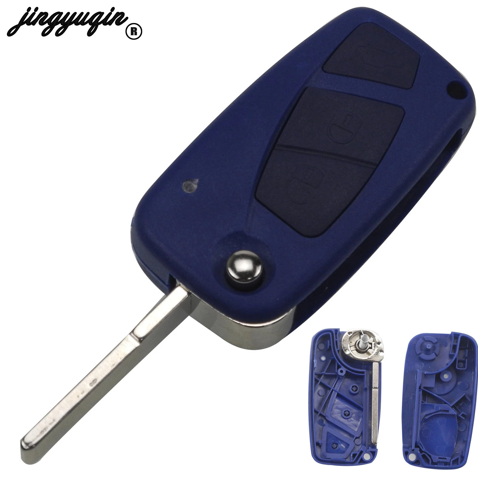 jingyuqin Folding Remote Key Shell Case Cover SIP22 blade 3 Buttons for FIAT Punto Ducato Stilo Panda Case Fob Blue