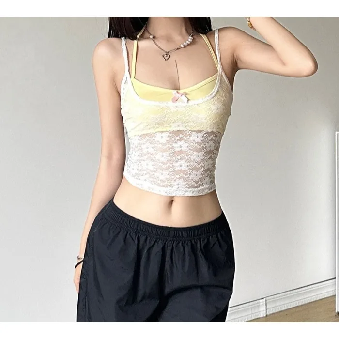 Verão sem mangas regatas conjunto feminino 2025 sexy malha suspender cor sólida pendurado pescoço e colete peito envolto terno de duas peças