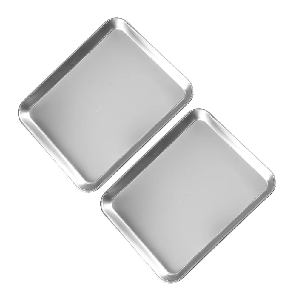

2pcs Stainless Steel Flat Tray For Instruments Trays Storage Easy Placement Stainless Steel Medical Trays For