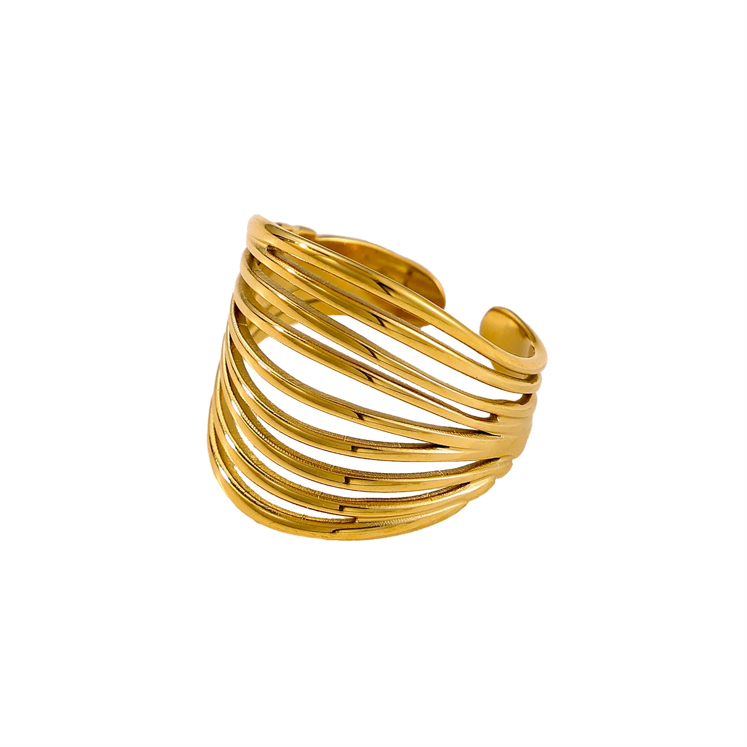 CARLIDANA New Stainless Steel Gold-Plated Open Women's Ring Fashion Boutique Sweet Cool Girl Jewelry Simple Retro Luxury image 6