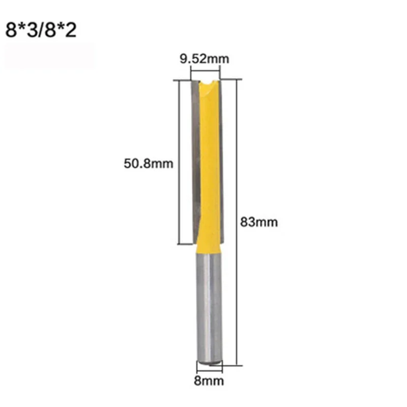 8mm Shank 50mm 77mm Long Straight Router Bit 1/2