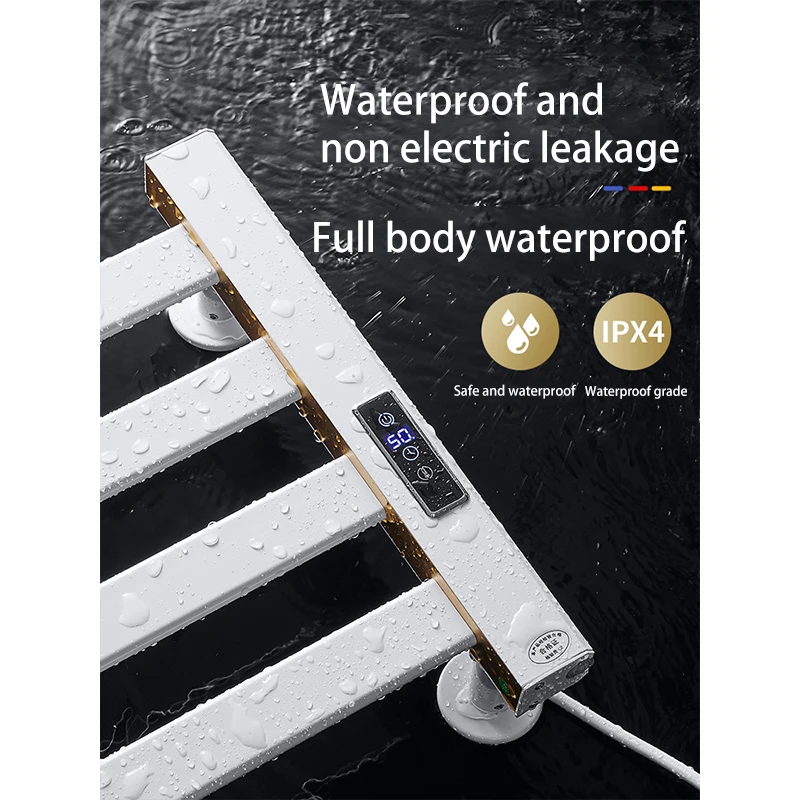 Bathroom Electric Towel Rack Temperature&Time Control Digital Display Heating Towel Rack Towel Dryer Free Punch Heater Towel