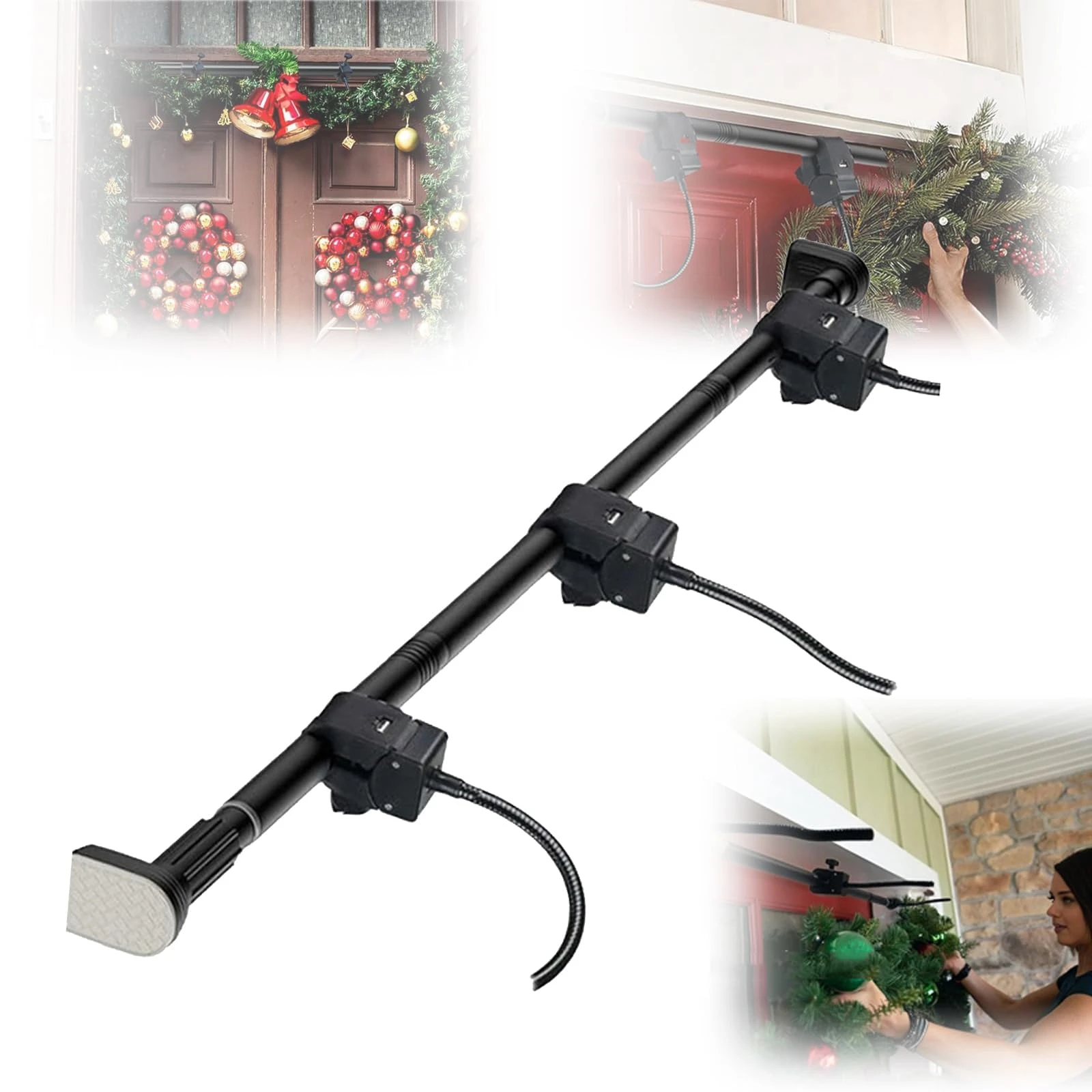 

Heavy-Duty Christmas Garland String Lights Hook Ranging Christmas Wreath & Decor Hanger for Front Door & Outdoor Use For Wreaths