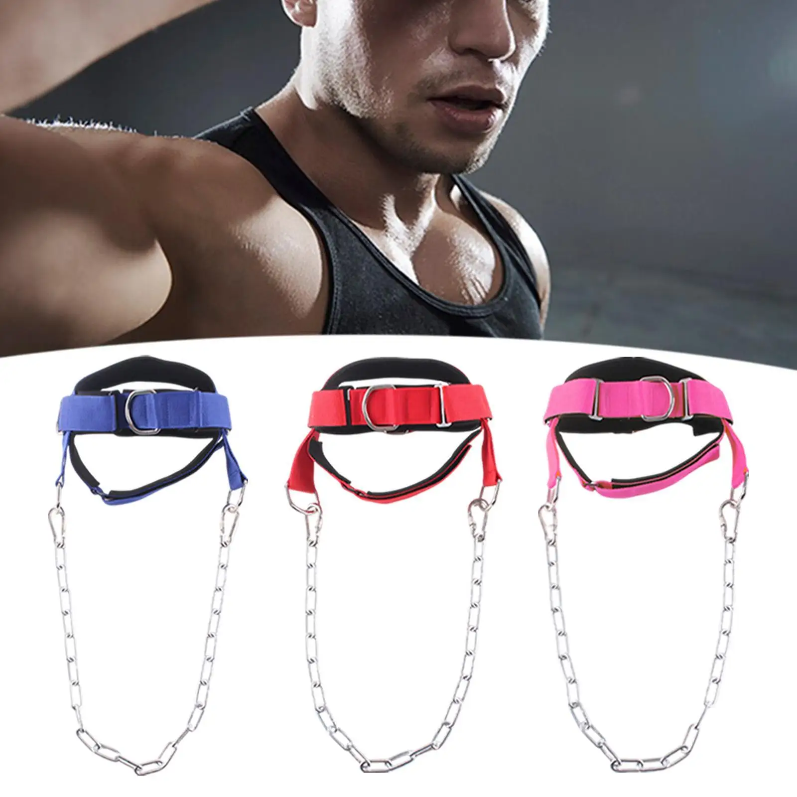 

Fitness Neck Harness for Weight Training Multifunctional Support for Strengthening Adjustable Wide Padded Strap with Metal Chain