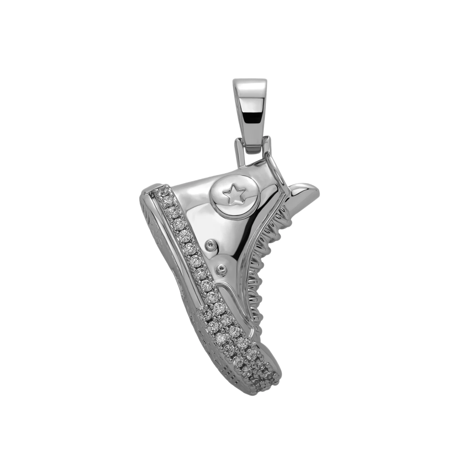 Iced Out Shoe Pendant Necklace Gold Plated Cubic Zircon Hip Hop Streetwear Charm Men Fashion Personality Accessories Gift