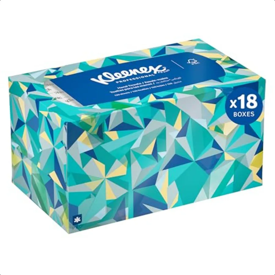 Kleenex Toallas Profional a granel 01701 Bolsillos de absorción premium Caja emergente blanca (18 cajas de 120 hojas 2 160 hojas en total)